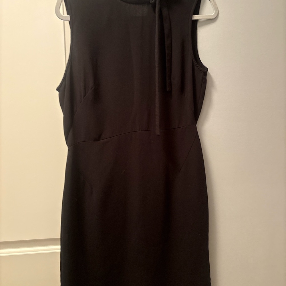 Siena Studio Black Sleeveless Tie Neck Sheath Dress Size 8 Elegant Work Dress